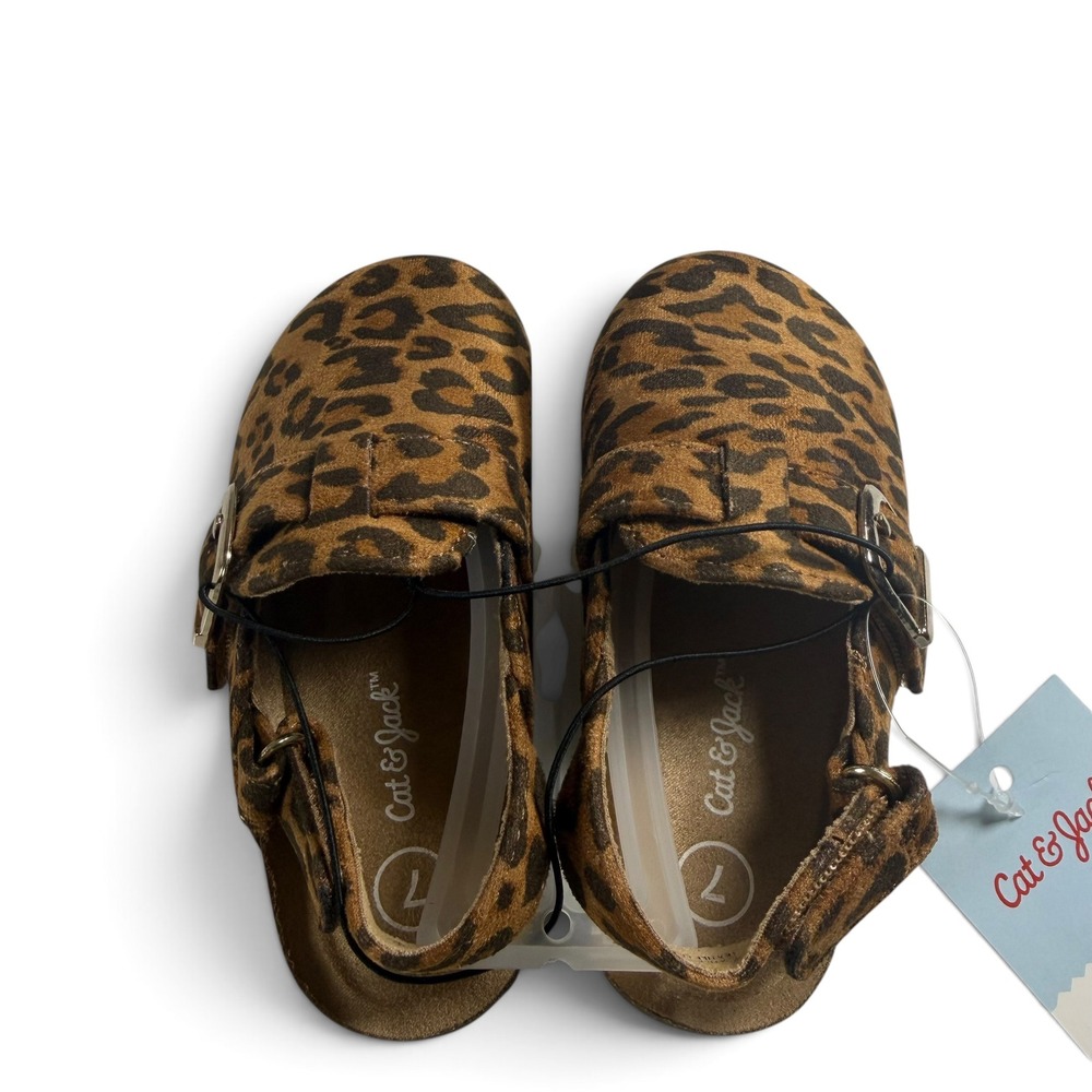 Cat & Jack Toddler Leopard Print Clogs Buckle Slingback Shoes Brown Berlin 7
